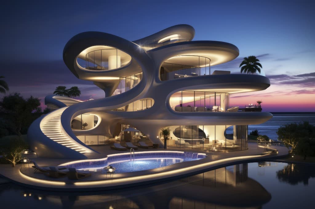 Futuristic waterfront villa